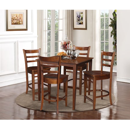 International Concepts 36 in. x 36 in. Counter Height Table with 4 Emily Counter Height Stools - 5 Piece Set K581-3636-S6172-4